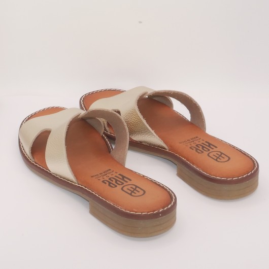 ✨ Klapki damskie skórzane złote HEE – hiszpański styl i komfort