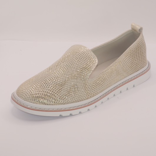 Skórzane Półbuty Tazani Złote - Elegancja i Komfort w Jednym