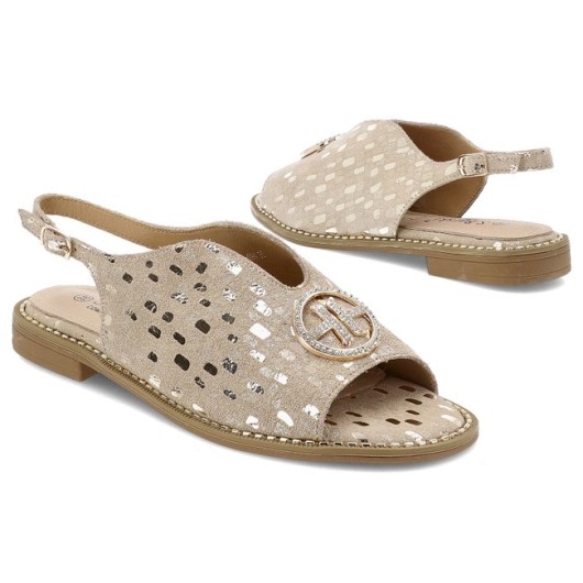 Sandałki skórzane S.Barski zlote