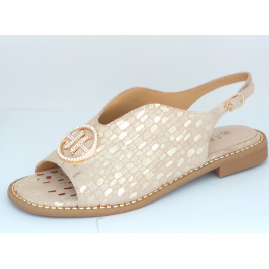 Sandałki skórzane S.Barski zlote