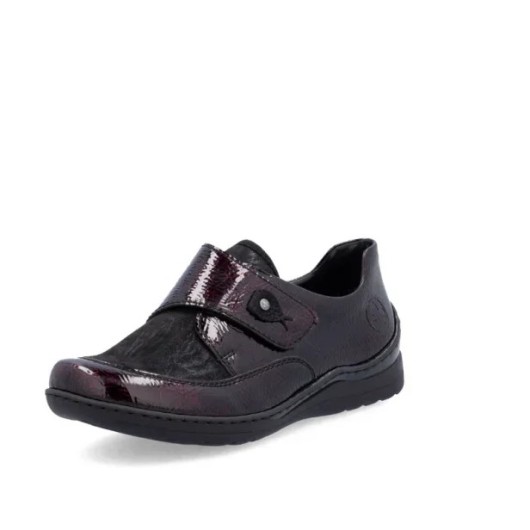 Rieker 48951-35 – bordowe półbuty damskie na rzep