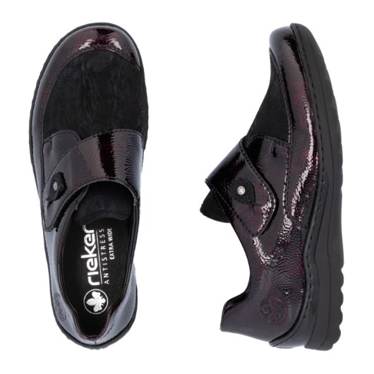 Rieker 48951-35 – bordowe półbuty damskie na rzep