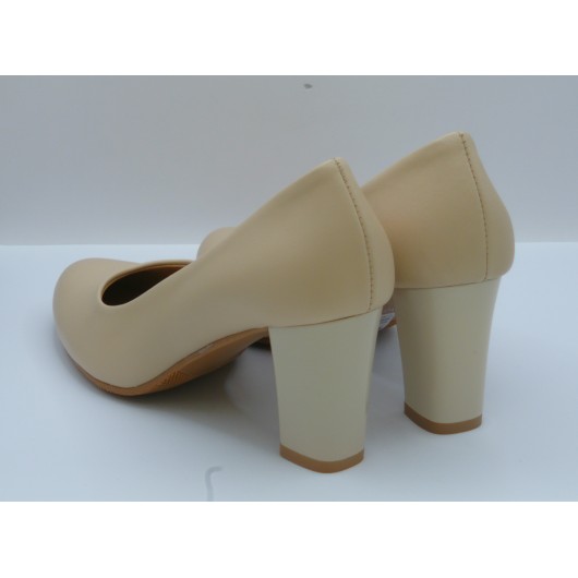 Czółenko skórzane damskie Brodacz beżowe