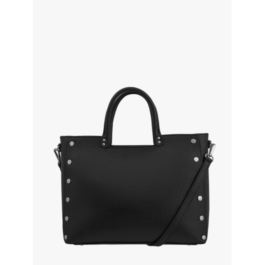 Ryłko czarna torebka damska shopper z ozdobnymi nitami