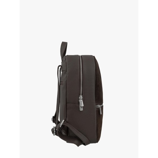 Brązowy skórzany plecak średniej wielkości Ryłko