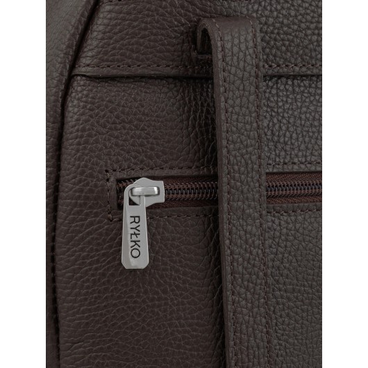 Brązowy skórzany plecak średniej wielkości Ryłko