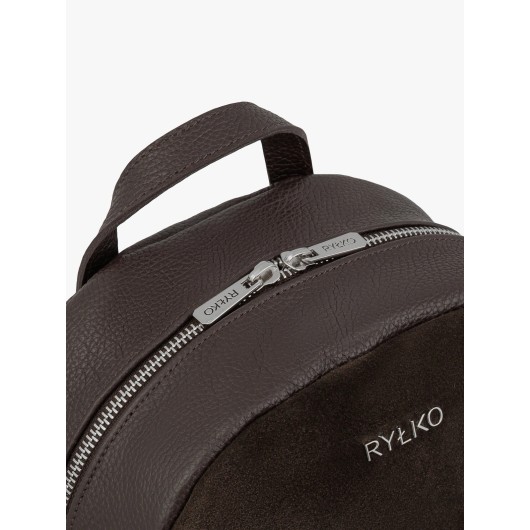 Brązowy skórzany plecak średniej wielkości Ryłko