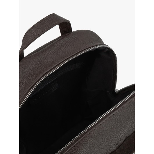 Brązowy skórzany plecak średniej wielkości Ryłko
