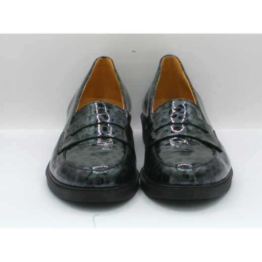 Półbuty damskie skórzane Brodacz – Antracyt Panterka