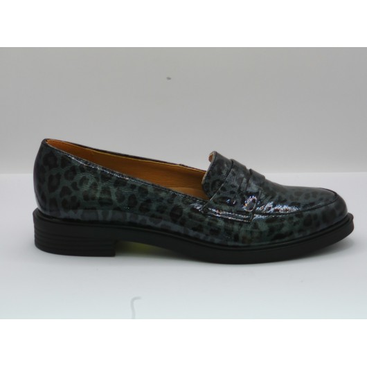 Półbuty damskie skórzane Brodacz – Antracyt Panterka