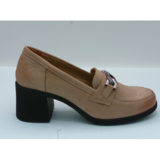 Półbuty damskie skórzane Brodacz – beżowy nubuk