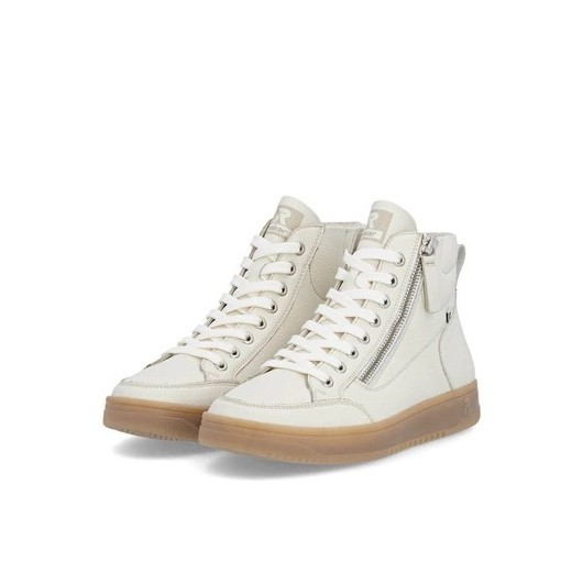 Casualowe botki damskie Rieker W1971-80 białe na platformie