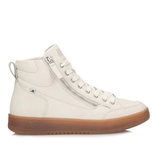 Casualowe botki damskie Rieker W1971-80 białe na platformie