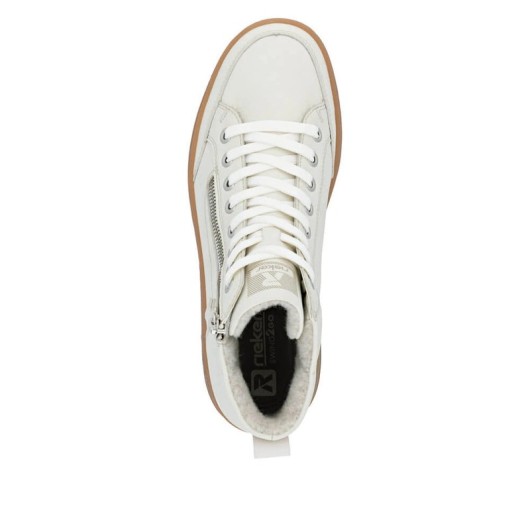 Casualowe botki damskie Rieker W1971-80 białe na platformie