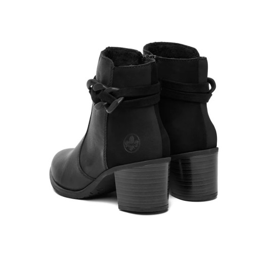 Botki skórzane damskie Rieker Y066-00 czarne