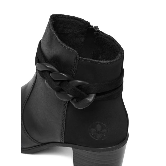 Botki skórzane damskie Rieker Y066-00 czarne