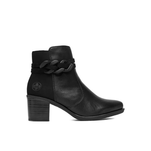 Botki skórzane damskie Rieker Y066-00 czarne