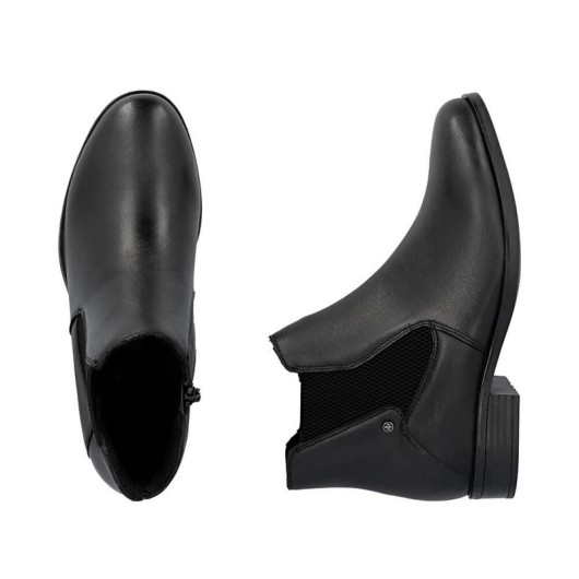 Sztyblety damskie Rieker 77051-00 czarne – skórzane, klasyczne