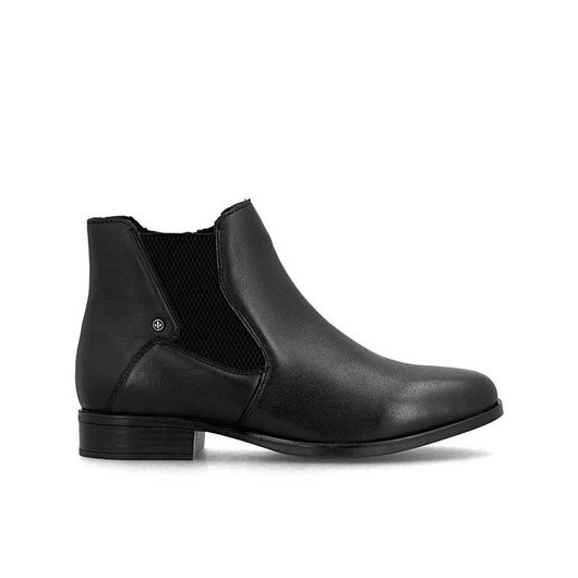 Sztyblety damskie Rieker 77051-00 czarne – skórzane, klasyczne