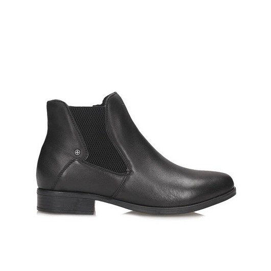 Sztyblety damskie Rieker 77051-00 czarne – skórzane, klasyczne