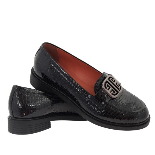 Mokasyny skórzane czarne Bioeco Arka