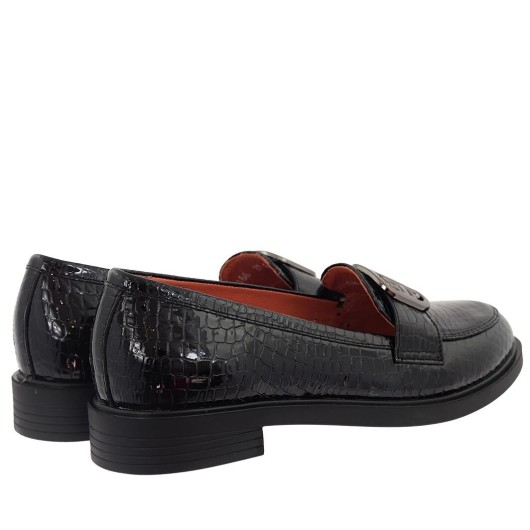 Mokasyny skórzane czarne Bioeco Arka