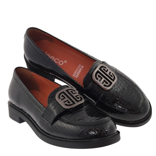 Mokasyny skórzane czarne Bioeco Arka