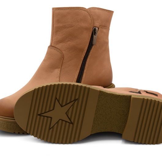 Botki damskie skórzane Jaromin – jasny brąz nubuk, wygodne na co dzień