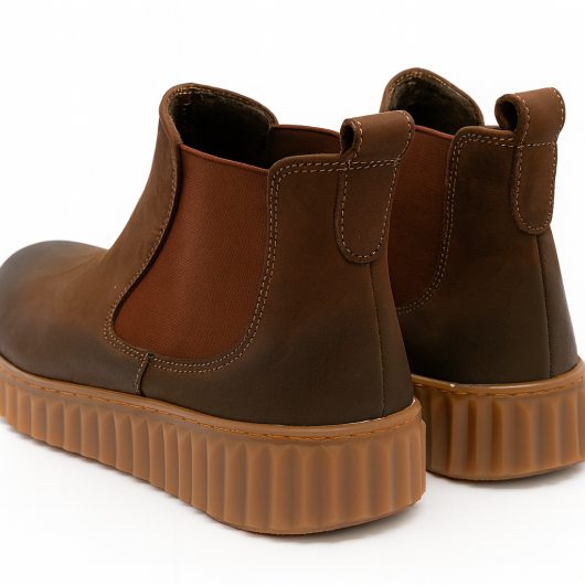 Damskie botki sztyblety Jaromin – skórzane, czekoladowy brąz