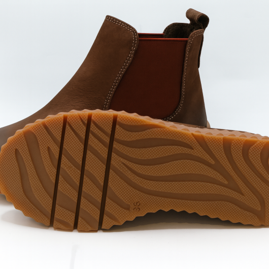 Damskie botki sztyblety Jaromin – skórzane, czekoladowy brąz