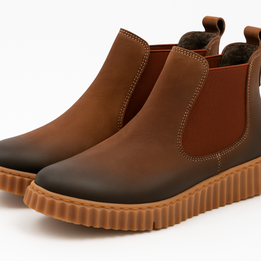 Damskie botki sztyblety Jaromin – skórzane, czekoladowy brąz