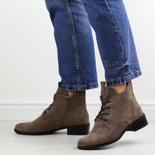 Półbuty damskie Daszyński SA198-24 szary zamsz