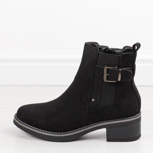 Czarne zamszowe botki damskie M.Daszyński 2459-2
