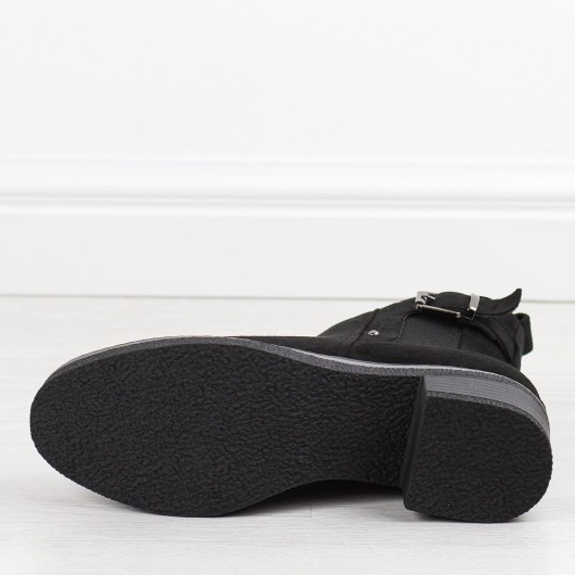Czarne zamszowe botki damskie M.Daszyński 2459-2