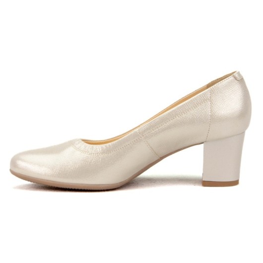 Czółenka skórzane Bioeco by Arka beżowe