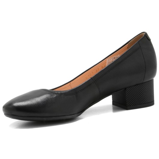 Czarne skórzane czółenka na klocku Bioeco by Arka