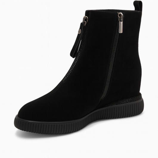 Damskie Zamszowe Botki z Ukrytym Koturnem ze Zdobieniami Loretta Vitale.