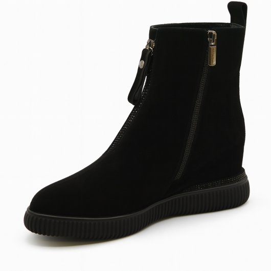 Damskie Zamszowe Botki z Ukrytym Koturnem ze Zdobieniami Loretta Vitale.