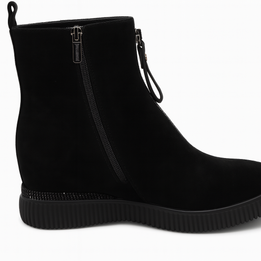 Damskie Zamszowe Botki z Ukrytym Koturnem ze Zdobieniami Loretta Vitale.