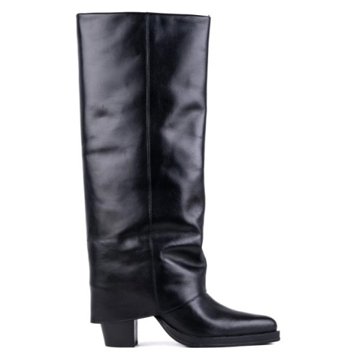 Damskie kozaki kowbojki ŁUK-BUT z naturalnej skóry w klasycznej czerni