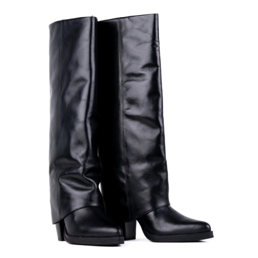 Damskie kozaki kowbojki ŁUK-BUT z naturalnej skóry w klasycznej czerni