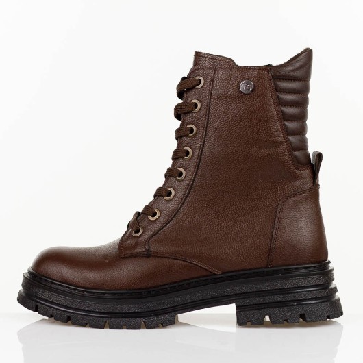 Brązowe skórzane botki damskie na traperze T.Sokolski Z25-345