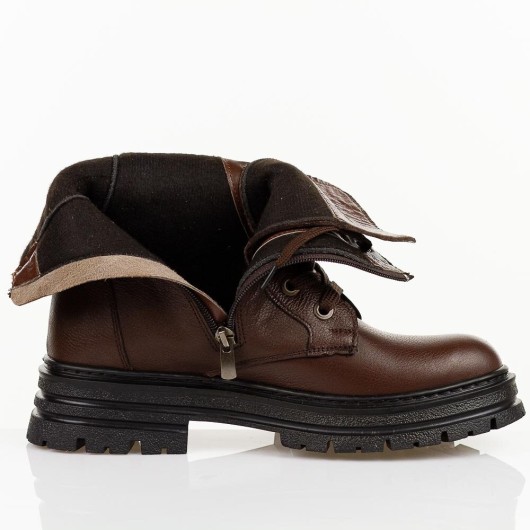 Brązowe skórzane botki damskie na traperze T.Sokolski Z25-345