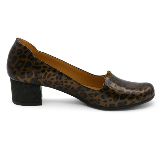 Czółenka skórzane damskie Brodacz w panterkę