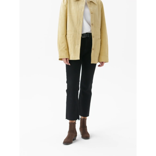 Ryłko-Brązowe sztyblety biker boots ze skóry welurowej