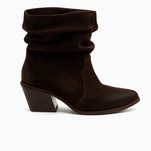 Kowbojki damskie skórzane LEWSKI – czekoladowe botki zamszowe