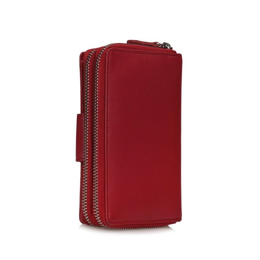 Portfel damski Toscanio – czerwony skórzany portfel z naturalnej skóry