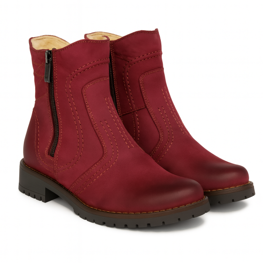 Skórzane botki But-Bal – kolor śliwkowy | Komfort, ciepło i elegancja na co dzień