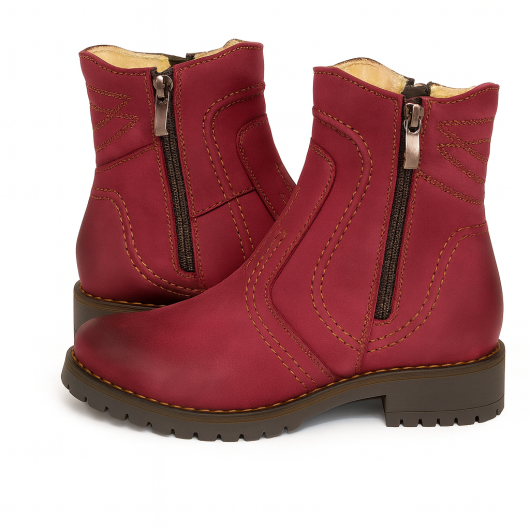 Skórzane botki But-Bal – kolor śliwkowy | Komfort, ciepło i elegancja na co dzień