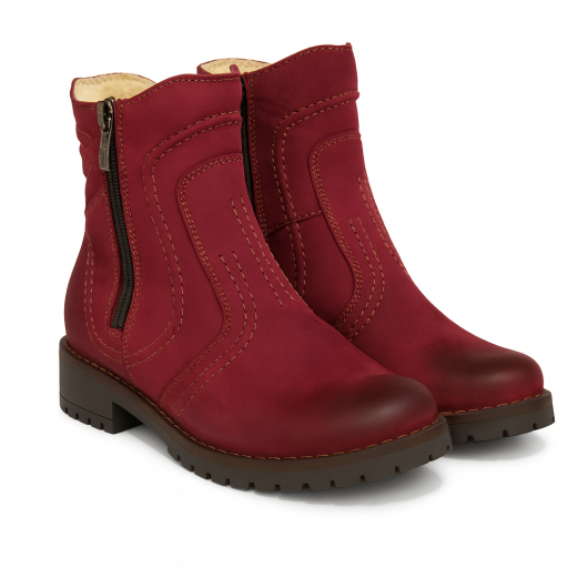 Skórzane botki But-Bal – kolor śliwkowy | Komfort, ciepło i elegancja na co dzień